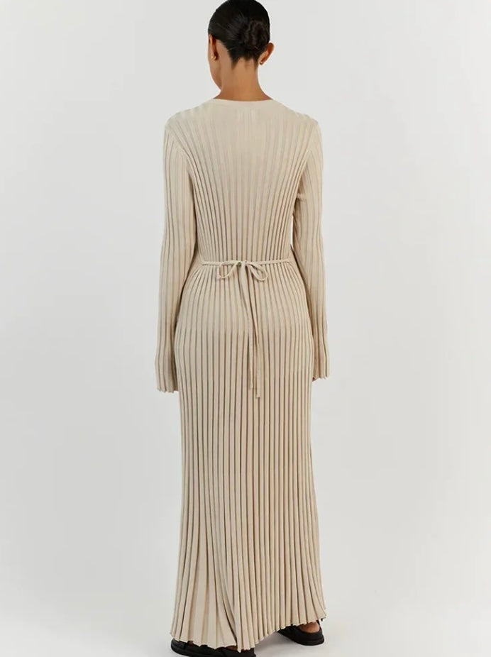 Robe Maxi en Tricot à Lacets pour Femme