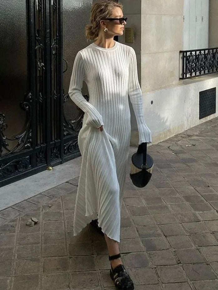 Robe Maxi en Tricot à Lacets pour Femme