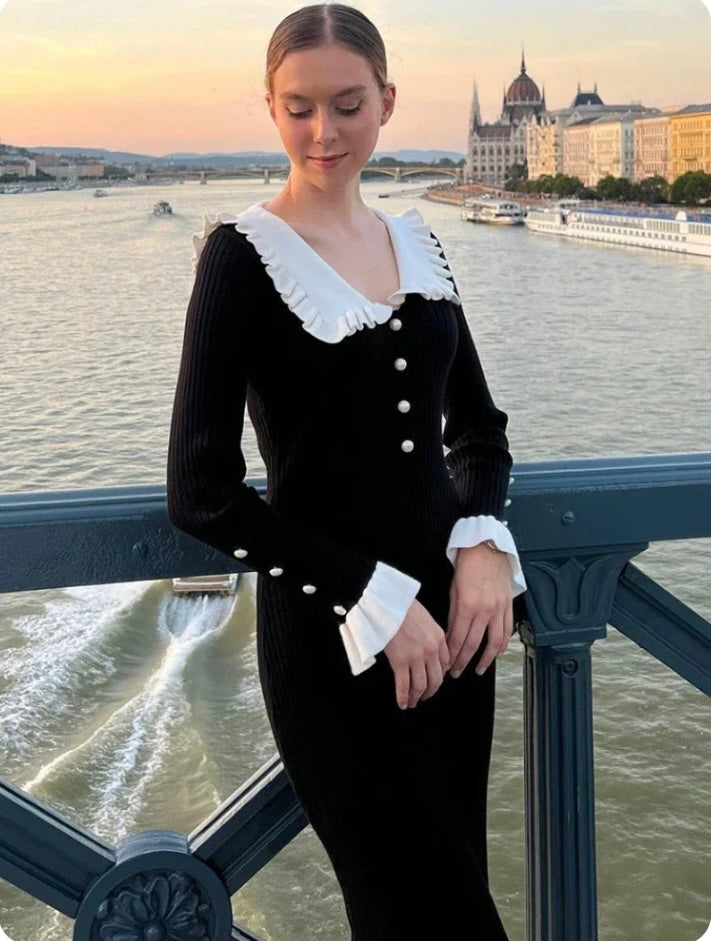 ROBE LONGUE À VOLANT
