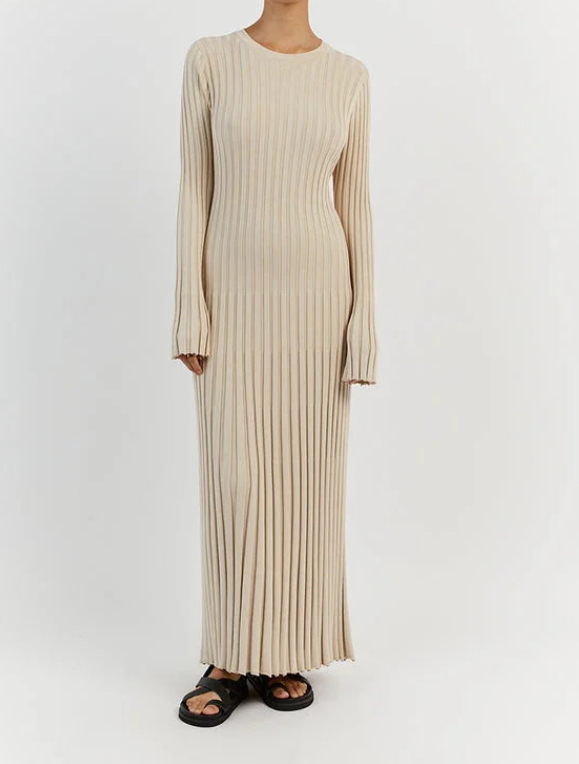 Robe Maxi en Tricot à Lacets pour Femme