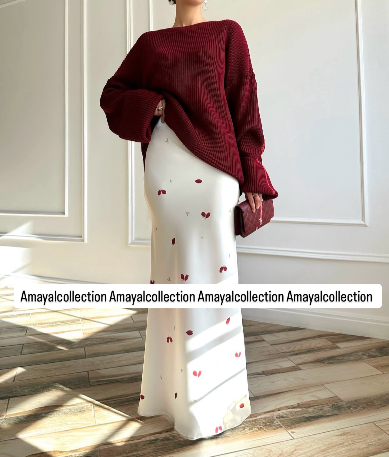 JUPE SATIN FLORAL