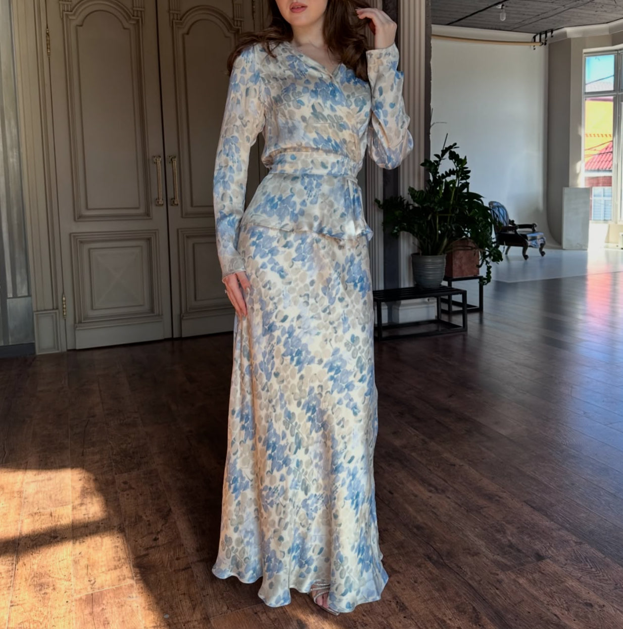 ENSEMBLE FLORAL BLEU